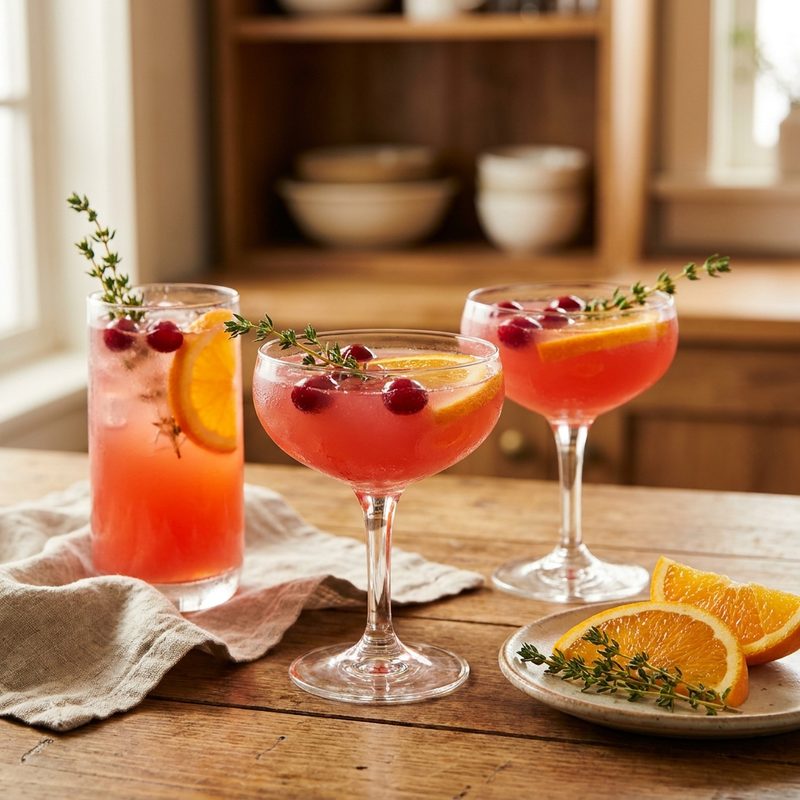 Cranberry Orange Gin Fizz Thyme
