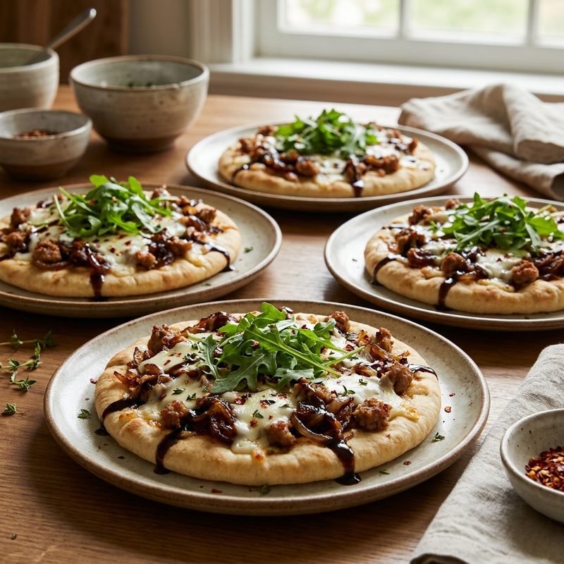 Sausage Caramelized Onion Pita Pizza