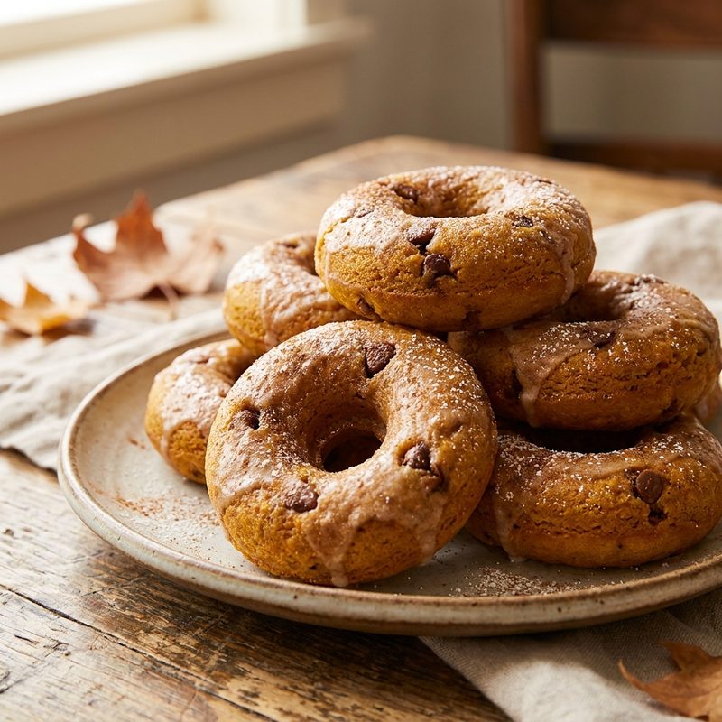 Skinny Pumpkin Cinnamon Chip Donuts