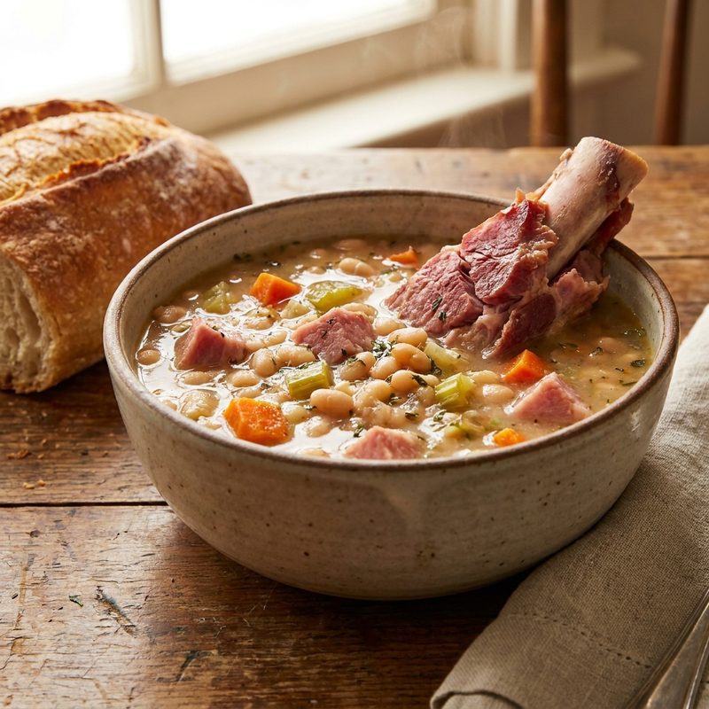 Slow Cooker Navy Bean Soup with Ham