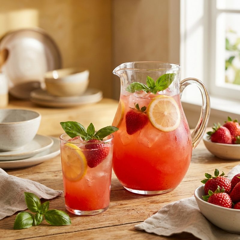 Strawberry Basil Lemonade Spiked or Unspiked