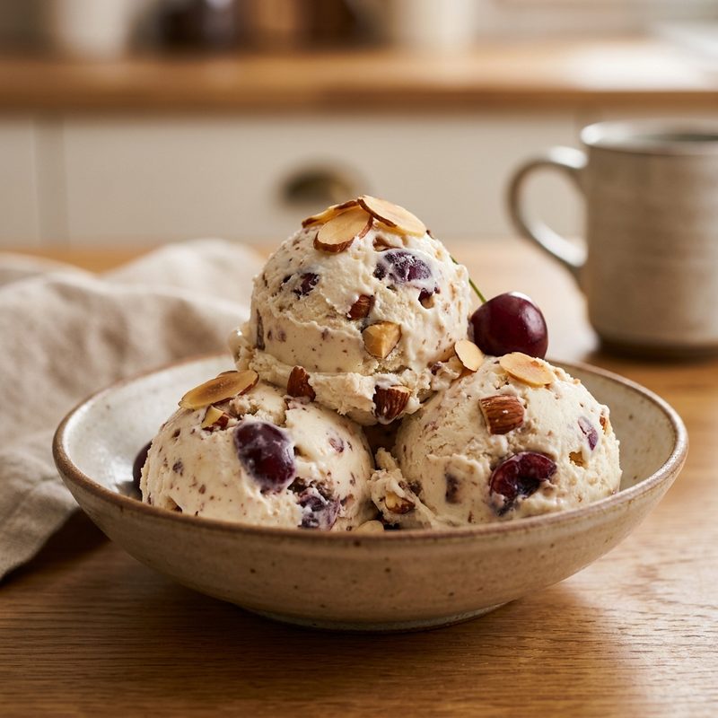 Toasted Almond Cherry Ice Cream