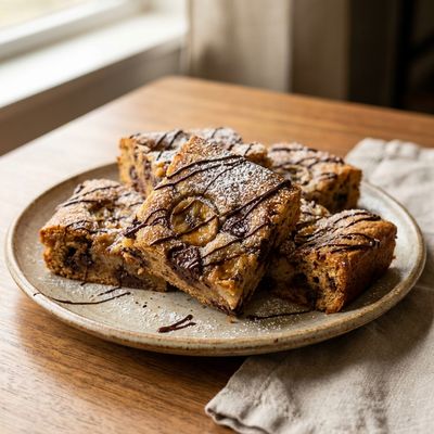 Chocolate Chip Banana Bourbon Blondies