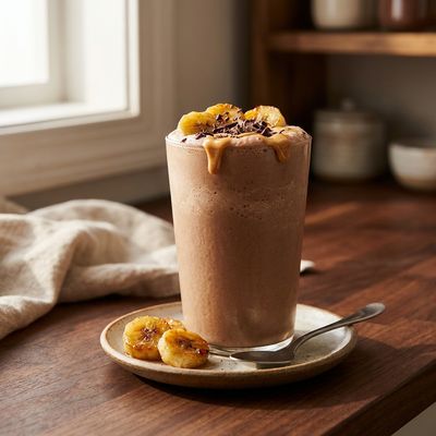 Chocolate Peanut Butter Roasted Banana Milkshake