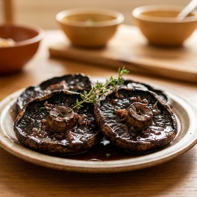 Grilled Mushrooms Merlot Reduction