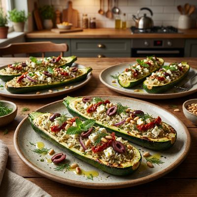 Vegetarian Greek Stuffed Zucchini